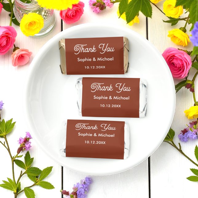 Wedding Brown White Thank You Hershey's Miniatures (Creator Uploaded)