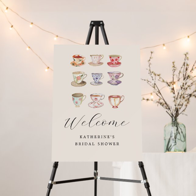 Wedding Brunch Bridal Shower Tea Cups Chinoiserie Foam Board (In Situ (Stand))