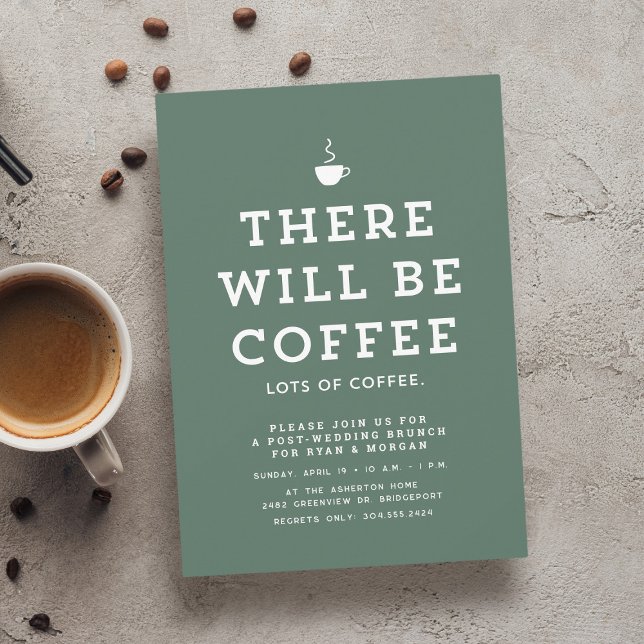 Wedding brunch fun simple sage green coffee invitation (Creator Uploaded)