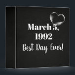 Wedding Bubble Heart on Black Leather 3 Ring Binder<br><div class="desc">Textured black leather background with a bubble heart for a wedding photo album.
Heart can be deleted.
All text is editable.</div>
