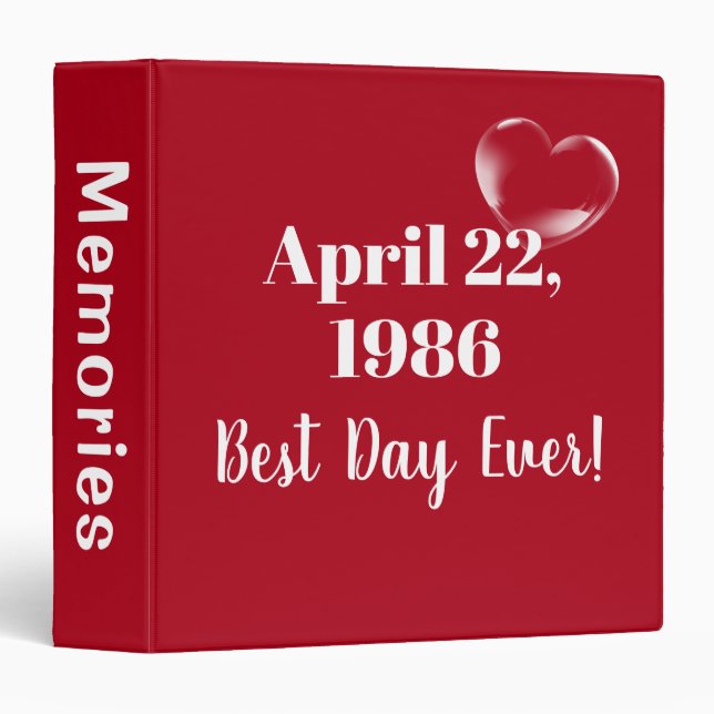 Wedding Bubble Heart on Red 3 Ring Binder (Front/Spine)