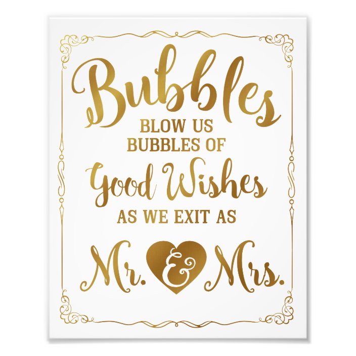 Wedding bubble sign wedding poster, gold wedding | Zazzle.com