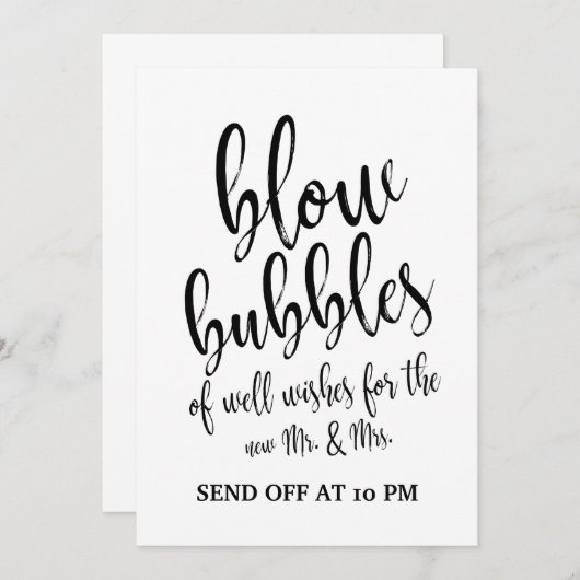Wedding Bubbles Send Off Affordable Sign (Front/Back)