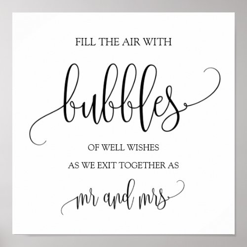 Wedding Bubbles Sign  Newlywed Table Top Sign 