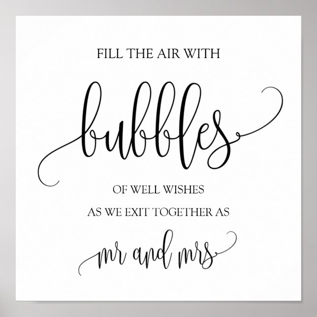 Wedding Bubbles Sign / Newlywed Table Top Sign  (Front)