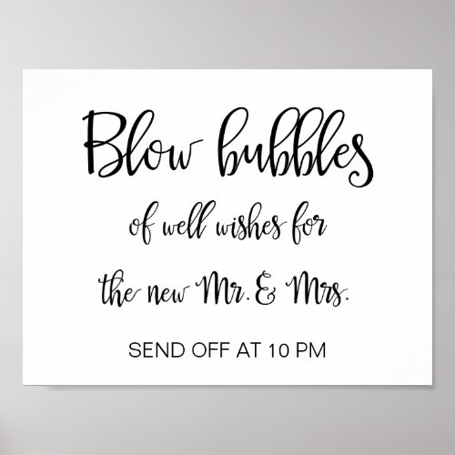 Wedding Bubbles Sign  Simple Calligraphy