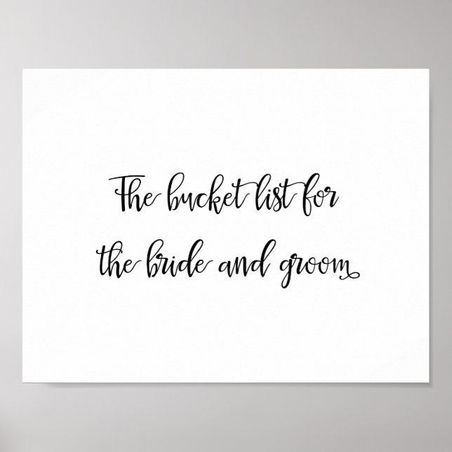 Wedding bucket list for the bride and groom poster (Front)
