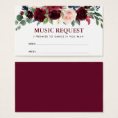 Wedding Burgundy Blue Floral Music Song Request (Front & Back)