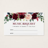 Wedding Burgundy Blue Floral Music Song Request (Front)