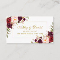 Wedding Burgundy Floral Registry Insert Card B