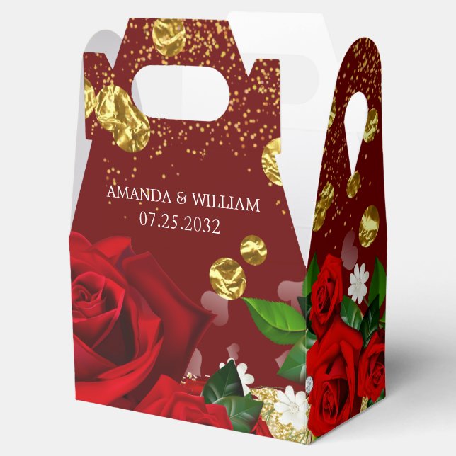 Wedding Burgundy Luxurious Favor Box (Opened)