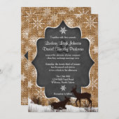 Wedding | Burlap | Deer | Snowflakes | Chalkboard Invitation (Front/Back)