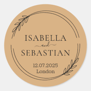 Wedding Burly Wood Sand Color Classic Round Sticker