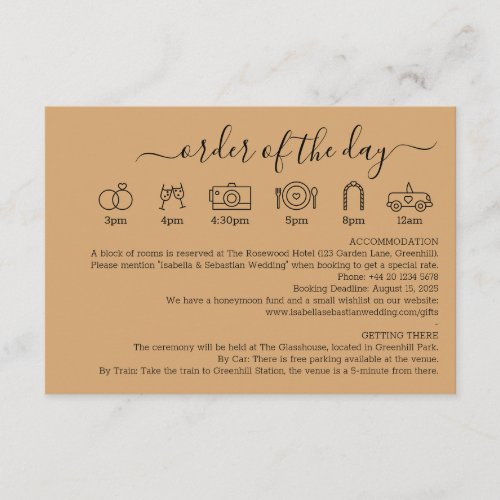 Wedding Burly Wood Sand Details Order Of The Day