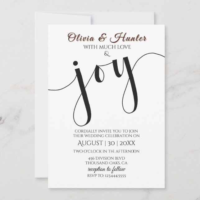 Wedding, Burnt Orange, Modern, Typography, Script, Invitation (Front)