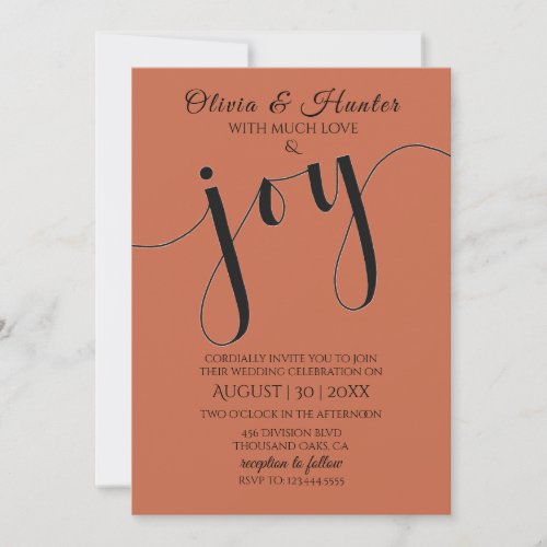 Wedding, Burnt Orange, Simple, Script, Invitation