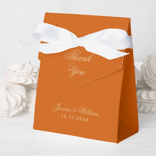 Wedding Burnt Orange Thank You Calligraphy Simple  Favor Boxes (Creator Uploaded)