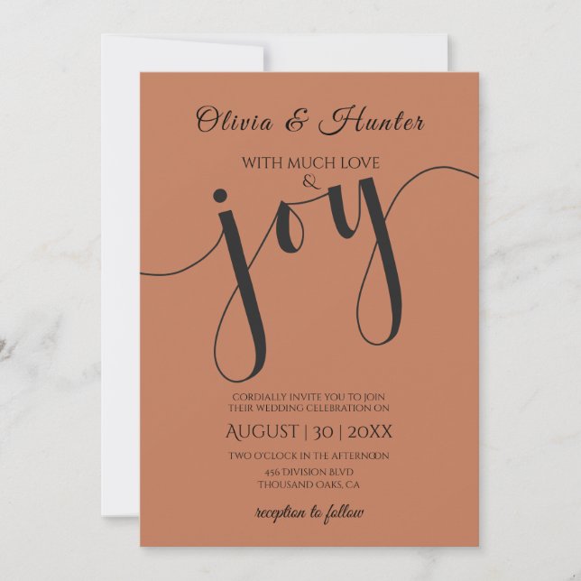 Wedding, Burnt Orange, Typography, Script, Invitation (Front)