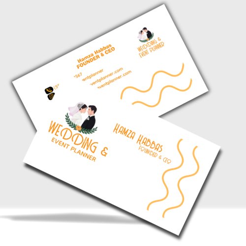 Wedding Business Card with Bride and Groom