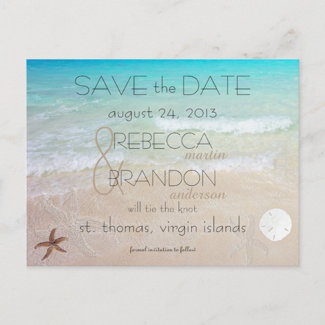 Wedding by the Sea Marriage Announcement Postcard (Front)