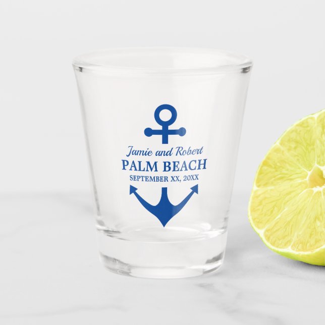 Wedding by the Sea or on the Beach Anchor Motif Shot Glass (Front)