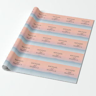 Wedding by the sea under peachy sky sunset wrapping paper