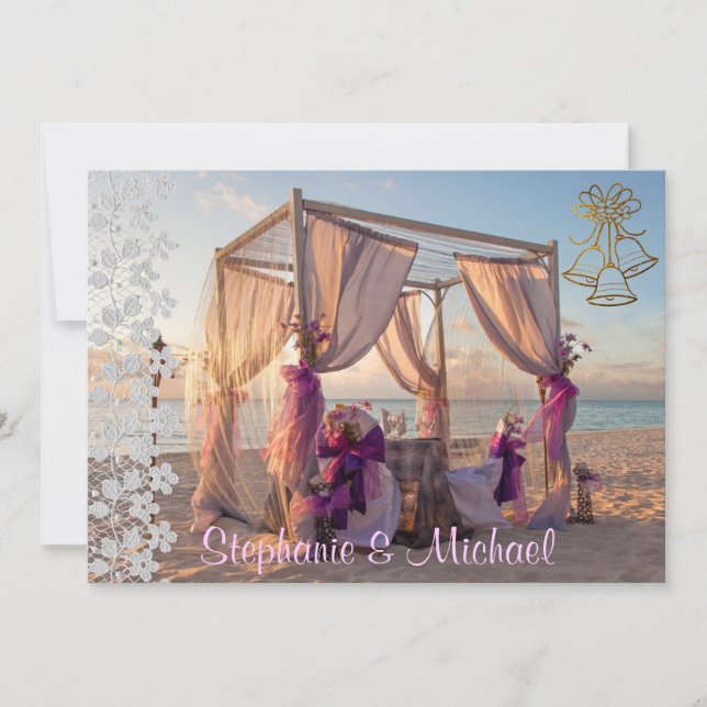 Wedding Cabana On The Beach Wedding Invitation (Front)