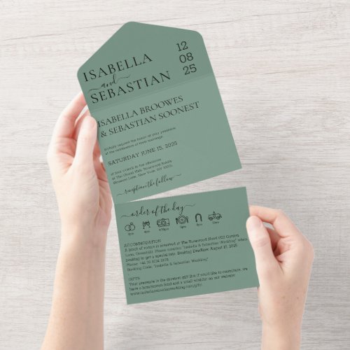 Wedding Cadet Blue All in one invite save the date