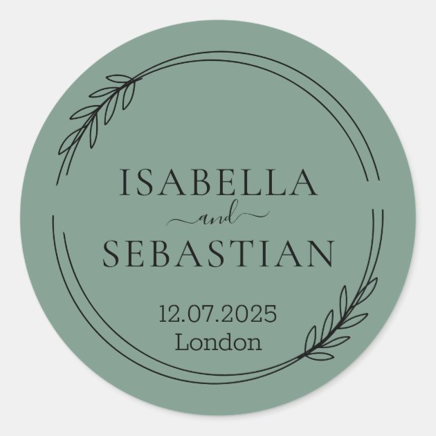 Wedding Cadet Blue Green Color Classic Round Sticker