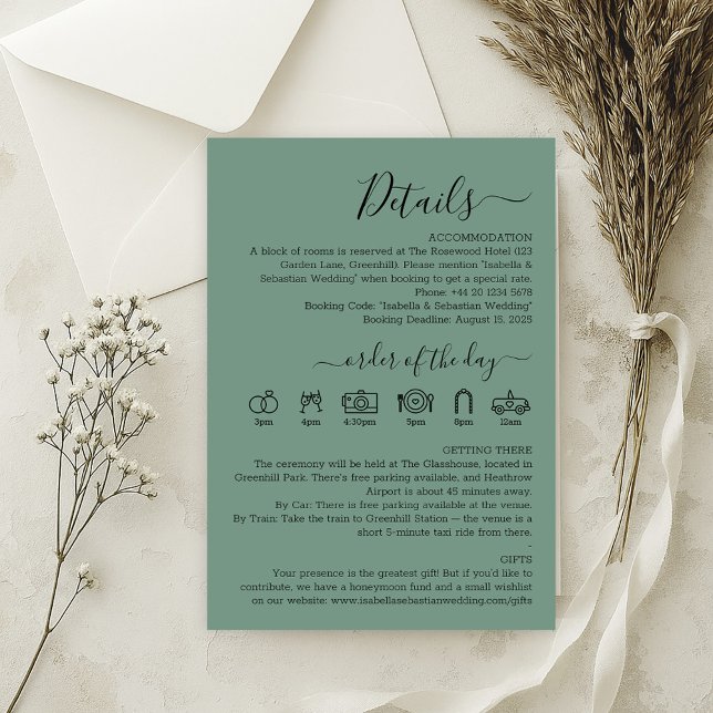 Wedding Cadet Blue Green Details Enclosure Card (Creator Uploaded)