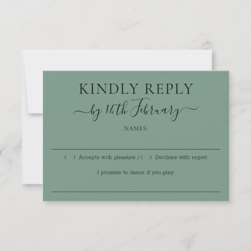 Wedding Cadet Blue Green Kindly Reply