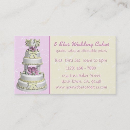 Customizable Wedding Cake Bakery Business Card