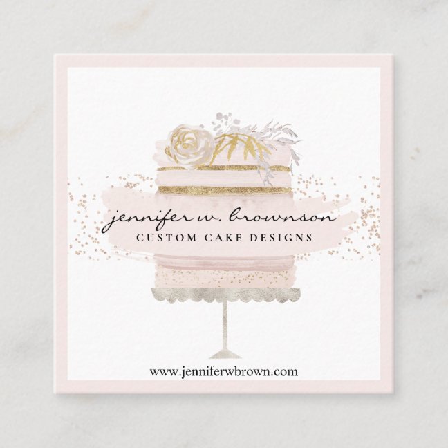 Wedding Cake Bakery Pastry Square Business Card