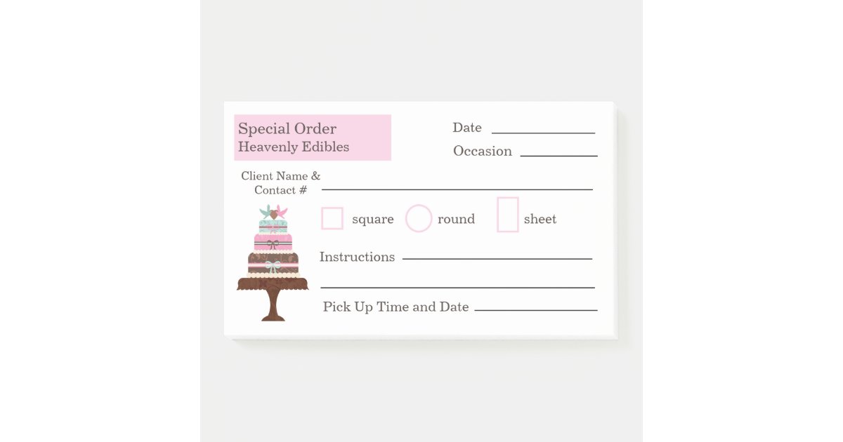 Wedding Cake Bakery Special Order Note Pad | Zazzle