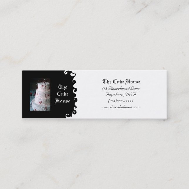 Wedding Cake Black & White Swirl  Business Card (Front)