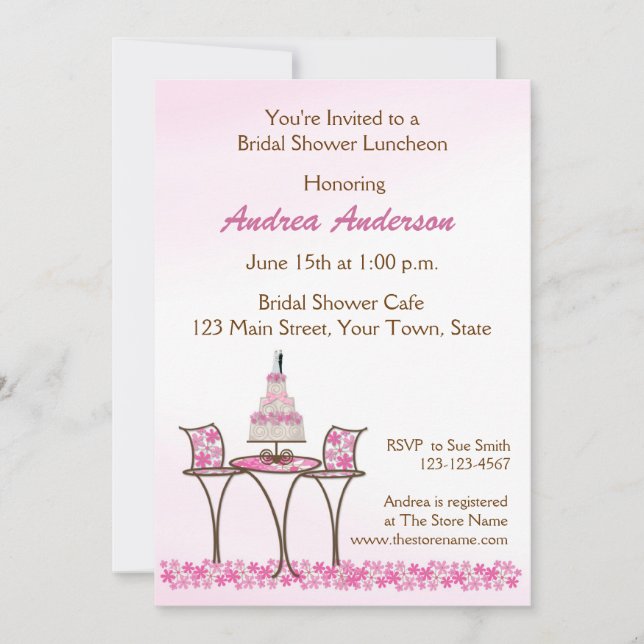 Wedding Cake Bridal Luncheon Shower Invitation (Front)