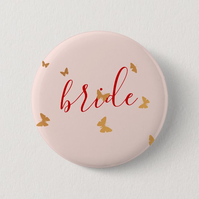 Wedding Cake Butterflies Button (Front)