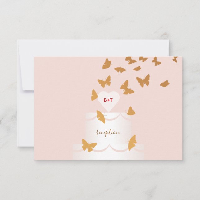 Wedding Cake Butterflies RSVP Card (Front)
