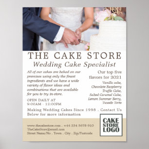 Wedding Cake, Cakery, Cake Store Advertising Poster