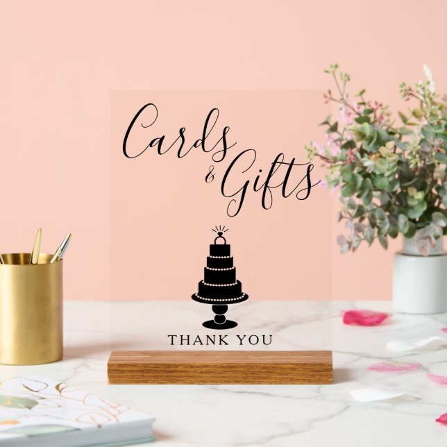 Wedding Cake Cards & Gifts Acrylic Sign (Wedding)
