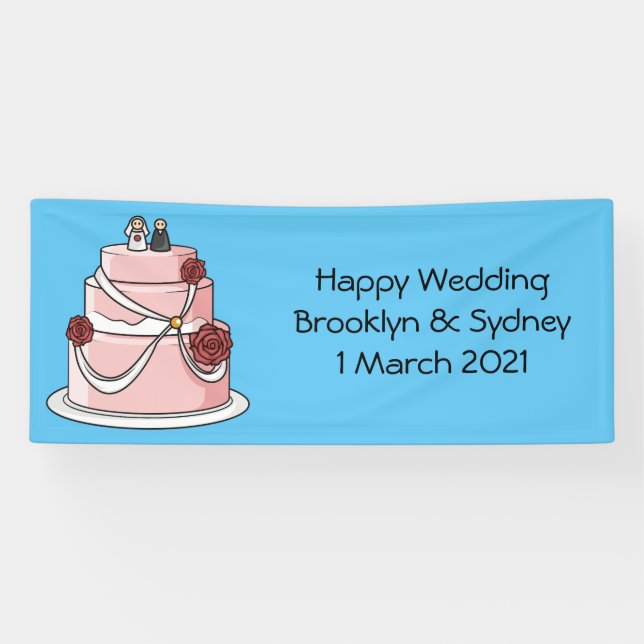 Wedding cake cartoon illustration banner (Horizontal)