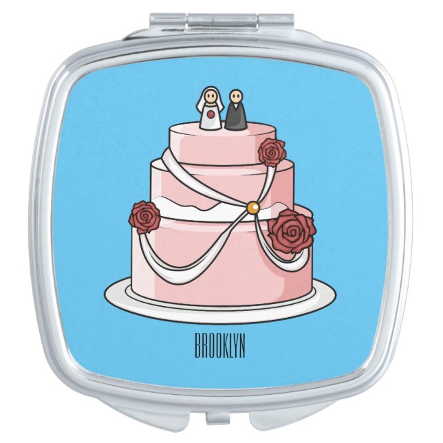 Wedding cake cartoon illustration  compact mirror (Front)