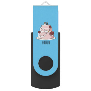Wedding cake cartoon illustration  flash drive