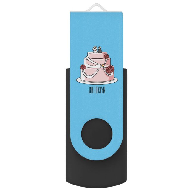 Wedding cake cartoon illustration  flash drive (Front Vertical)