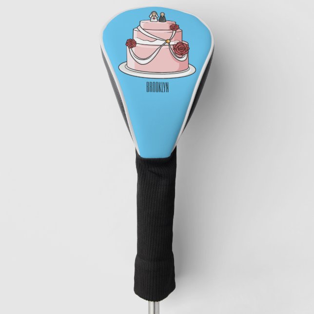 Wedding cake cartoon illustration  golf head cover (Front)