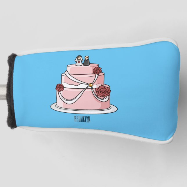 Wedding cake cartoon illustration  golf head cover (Front)