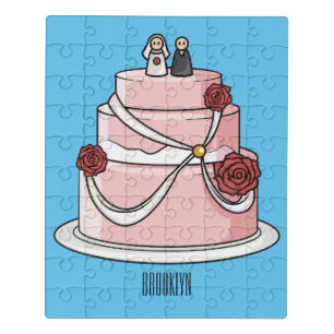 Wedding cake cartoon illustration  jigsaw puzzle