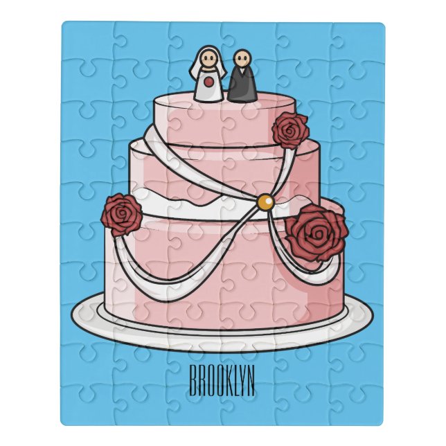 Wedding cake cartoon illustration  jigsaw puzzle (Puzzle Vertical)