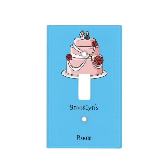 Wedding cake cartoon illustration light switch cover (Front)