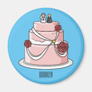 Wedding cake cartoon illustration magnet